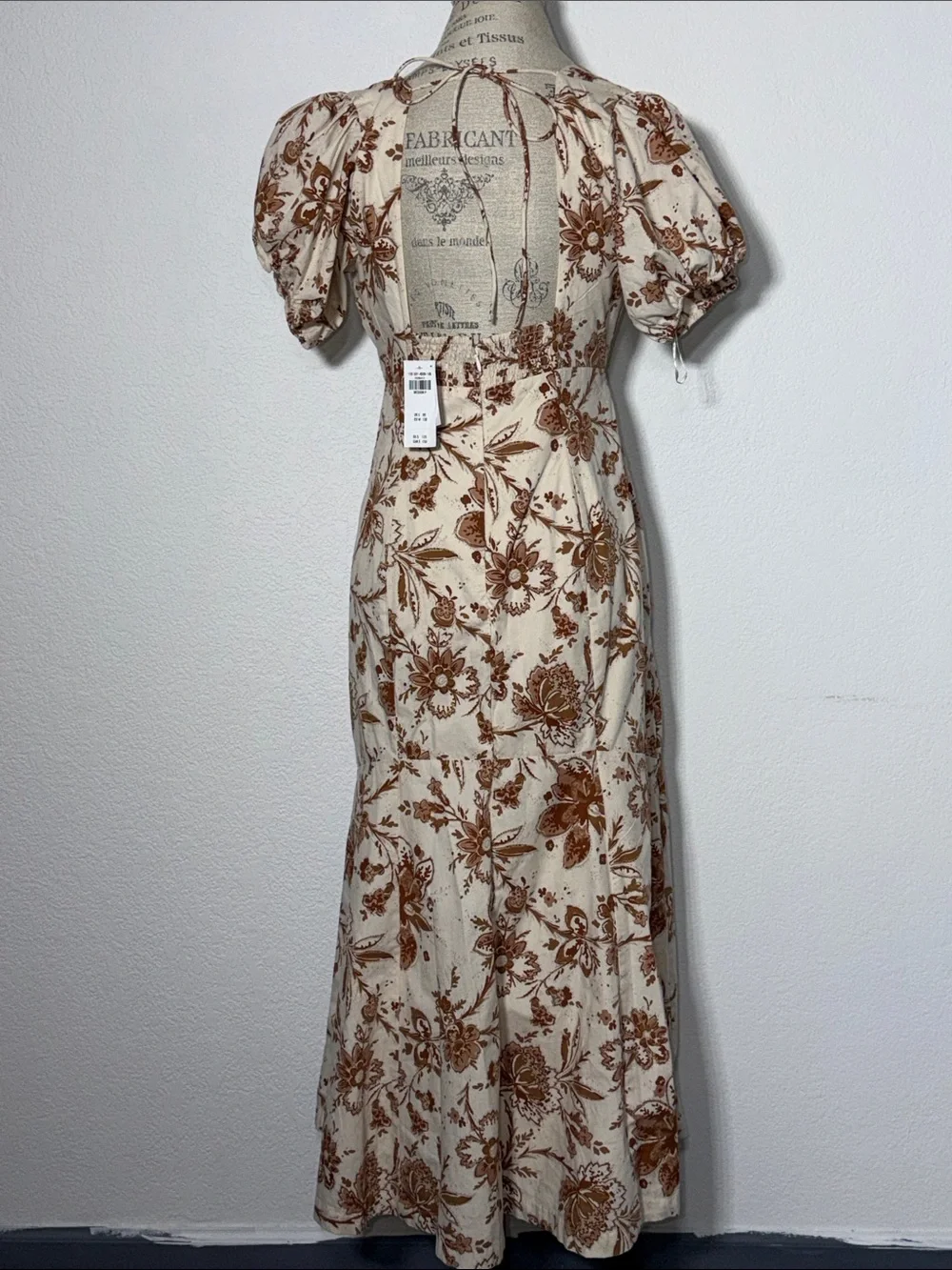 Abercrombie & Fitch Cream Maxi Dress with Brown Floral Print